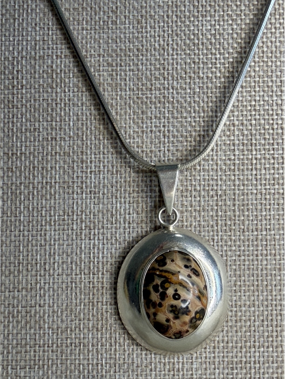 RARE Silpada Retired Sterling Silver Dalmatian Jasper Round Pendant S0036